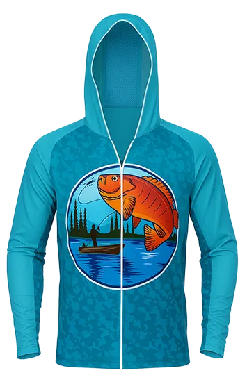 Fishing Long Sleeve Hoodie T-Shirt with Zipper